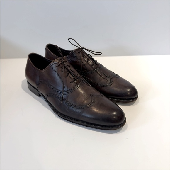 Bruno Magli Men\'s Bowman Wingtip Oxfords Classic Brown Leather Shoes